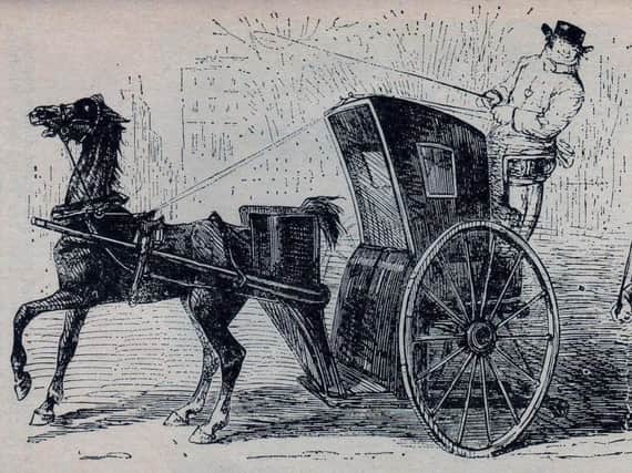 Suspects in a Hansom cab were chased by the police in a car