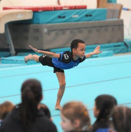Primary schools gymnastics competition.  Licoln Smith from Harris Primary