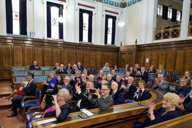 Honorary Freemen, Alderman, members of Preston Council, and distinguished guests from all four of Preston's twinned cities were in attendance.