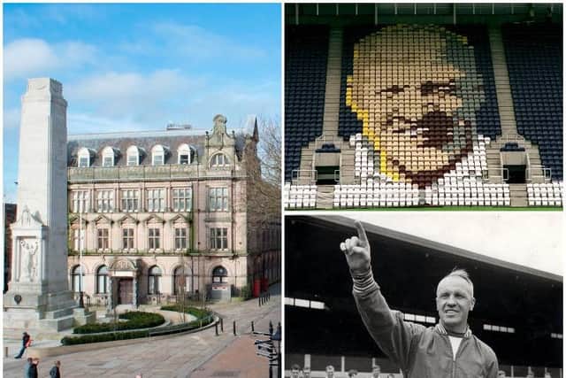 The former Post Office site with the image of the Bill Shankly Kop at Deepdale and the man himself