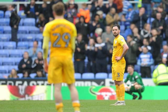 A dejected Greg Cunningham at the final whistle at Reading.