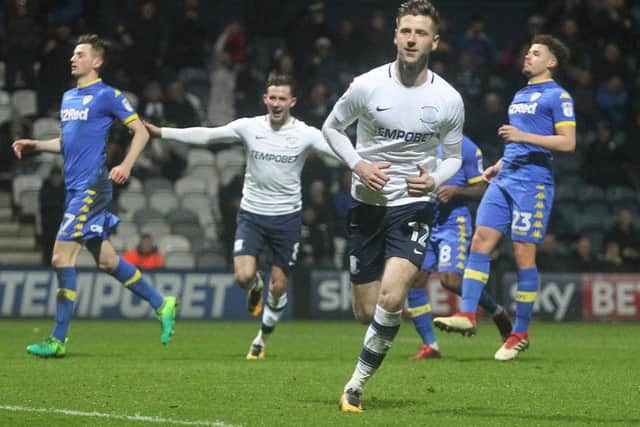 Paul Gallagher celebrates after scoring a penalty