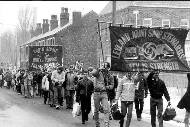 Union protest in the 1970s at British Leyland