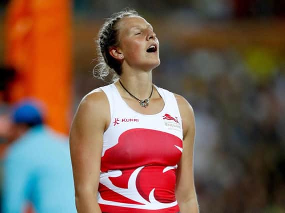 Holly Bradshaw can't hide her disappointment after missing out on a medal at the Commonwealth Games