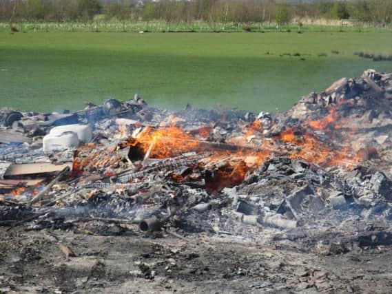 Waste being burnt at the site off Preston New Road, Freckleton