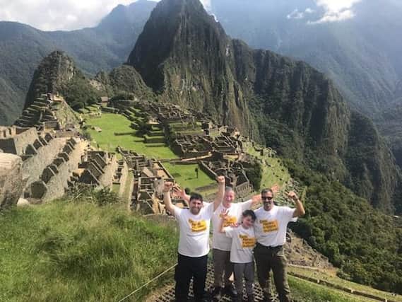 David Capitan, of Fulwood, climbed Machu Pichu with his step dad Sam Worden, 30, grandad David Finch, 58, and family friend Andy Bell, 61, to raise funds for Cystic Fibrosis Trust.
