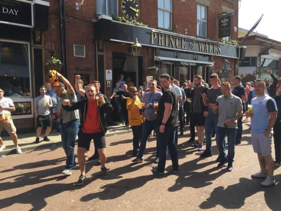 Wolves fans outside the Prince of Wales.