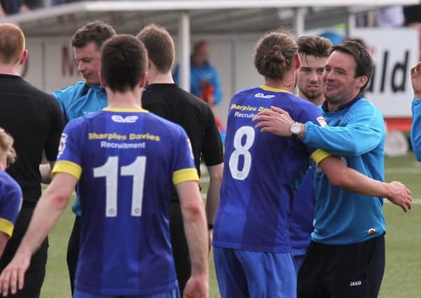 Congratulating the players after the stunning win at Tamworth on Saturday (photo: Josh Vosper)