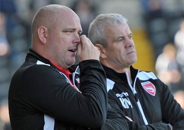 Morecambe boss Jim Bentley and his assistant Ken McKenna. Picture: B&O Press Photo