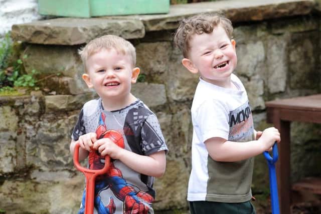 are Lucas Greenwood-Prior, 3 and Charlie Makinson, 4