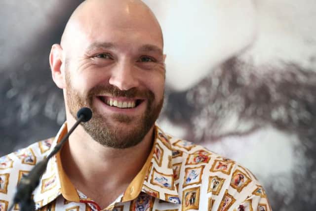 Tyson Fury at Thursday's press conference in Manchester