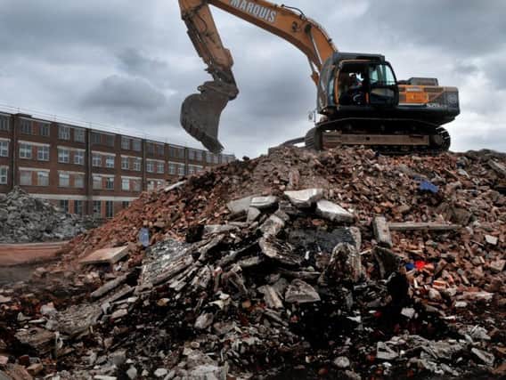 Demolition work  proceeding on Watery Lane  site  near Oyston Mill, Preston