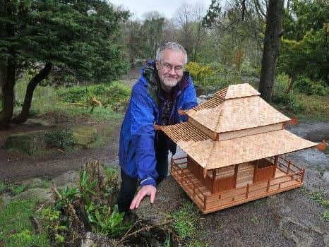 Kevin Eyles, who volunteers restoring Rivington Terraced Gardens has made a replica of a pagoda that used to sit in the gardens.
