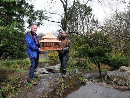 Kevin Eyles, who volunteers restoring Rivington Terraced Gardens has made a replica of a pagoda that used to sit in the gardens.