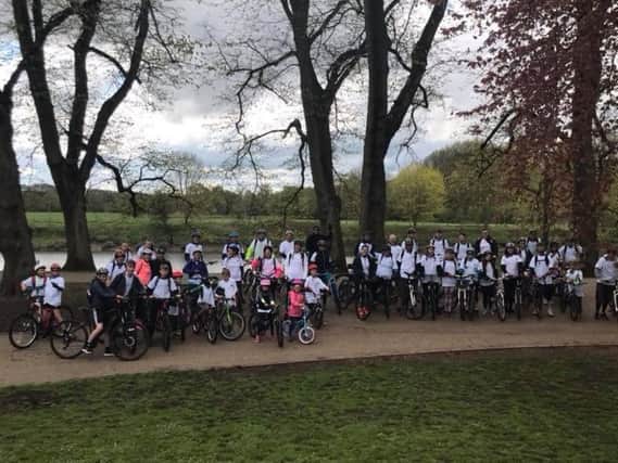 More than 50 people take part in the Guild Wheel bike ride for St Catherine's Hospice, organised by Karen Boyes, in memory of her husband, Steve
