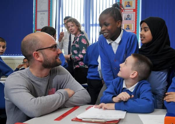 Photo Neil Cross
Author Tom Bidwell visiting Frenchwood Community Primary School to talk to kids and produce screenplays with them
