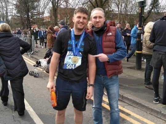 Rob Howard with his brother Pete, who competed in the Greater Manchester Marathon