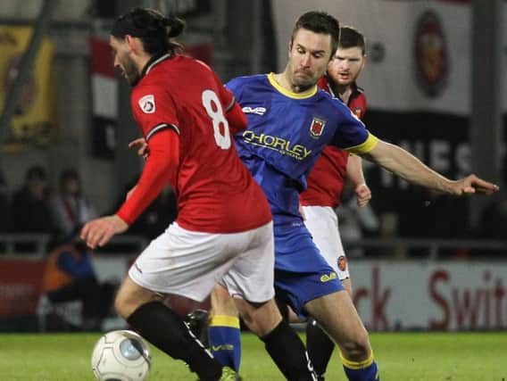 Josh O'Keefe photographed in action by Josh Vosper in the game against FC United