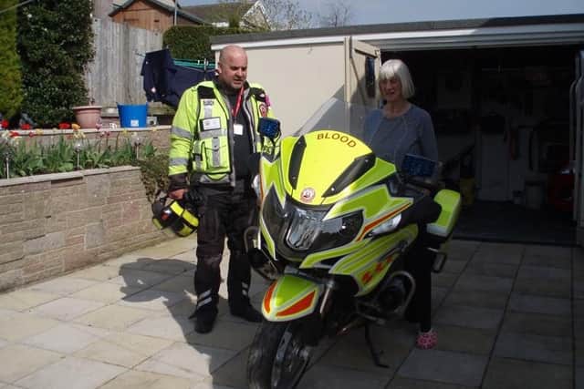 Blood biker Russell Curwen pictured with his mother, Pat