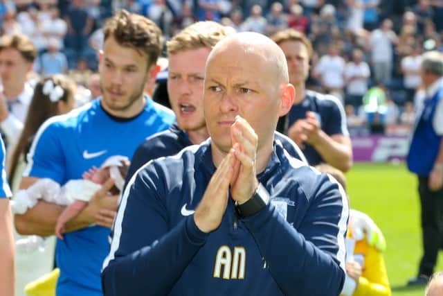 Alex Neil on the lap of thanks at Deepdale after PNE's win over Burton on Sunday