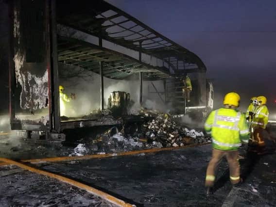 The fire started between junctions 36 forKirkby Lonsdale and 37 for Kendal in the early hours of Wednesday.