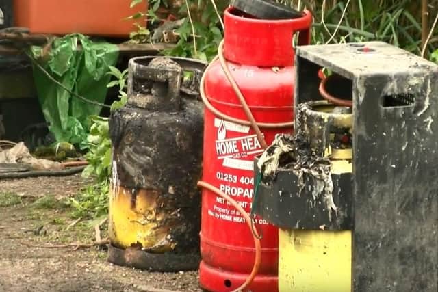 Gas cylinders were involved in the fire