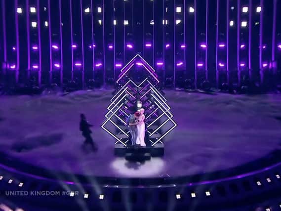 A man was arrested after a stage invasion during the UK's Eurovision performance