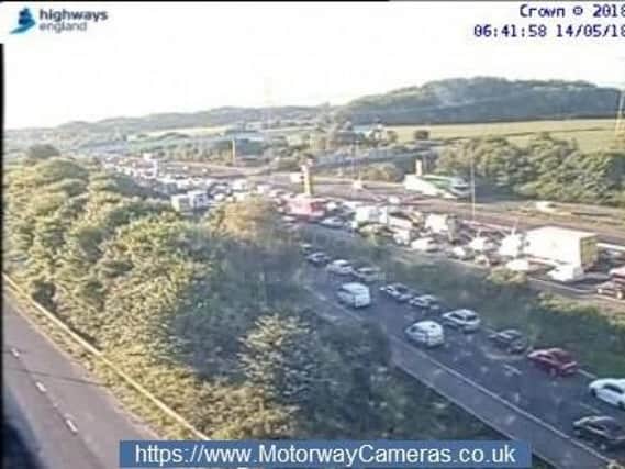 Traffic is currently queuing back to junction 5.