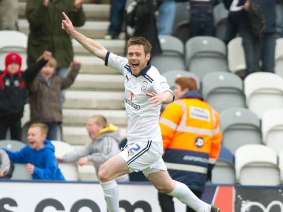 Graham Alexander after scoring in his final appearance for Preston