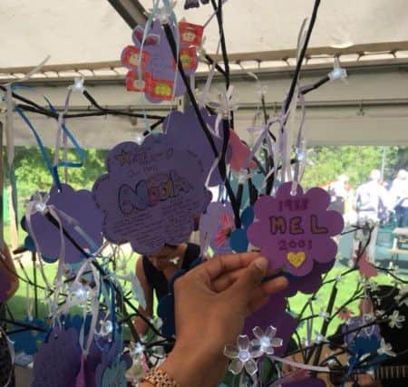 A message for Melanie Grant at Derian House's Forget Me Not tree