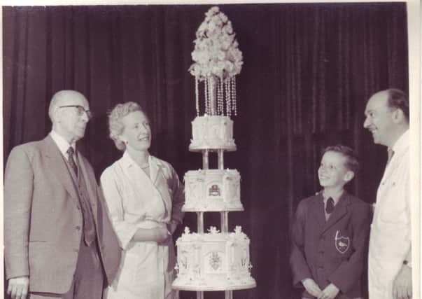The wedding cake for Princess Margaret made by D.R.Adams bakery, which was on Yorkshire Street in Morecambe.