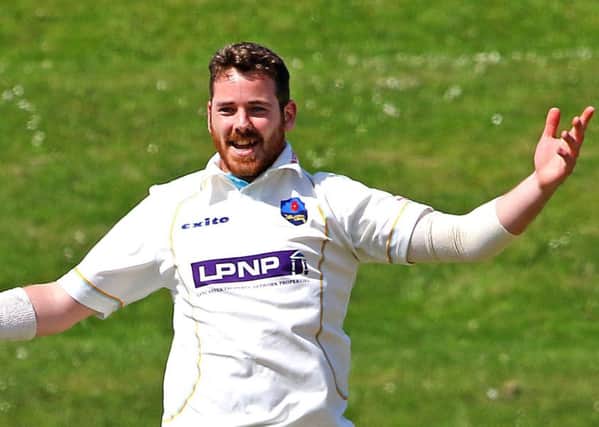 Lancaster's Liam Moffat celebrates a wicket. Picture: Tony North