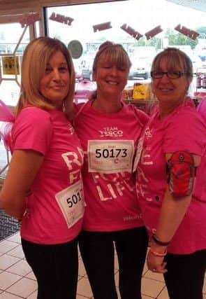 Lynn Franklin, Sue Barker and Amanda Mcloughlin, from Tesco Leyland Filling Station who will be taking on the Race for Life Hike around Hadrian's Wall