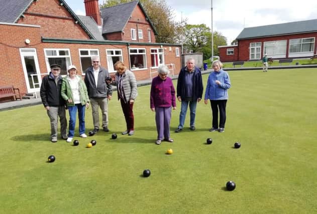 Broughton and District Club: Members playing crown green bowling