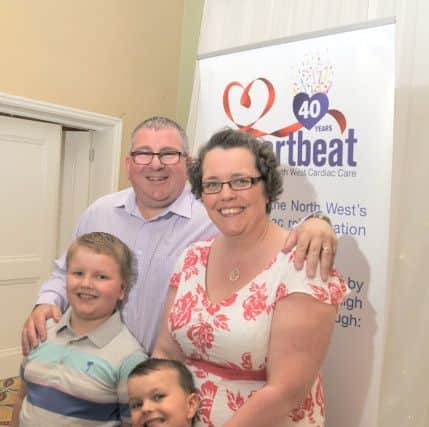 Kelly Baines is the organiser of the Heartbeat Afternoon Tea and Charity Evening at Preston Marriott Hotel. She is pictured with husband Paul and children Oliver (8) and Harrison (5)