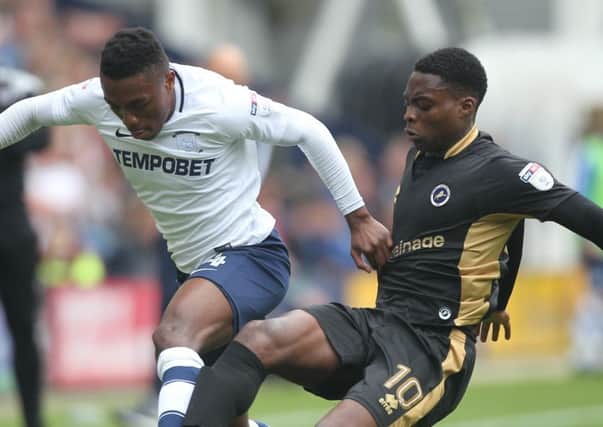 Darnell Fisher in action for Preston against Millwall