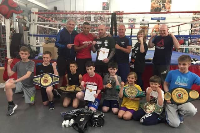 Robin Reid with the team from Larches Boxing Gym.