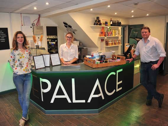 Palace Cinema owner and manager Lara Hewitt (left), front of house Annabel Bowker, and manager Richard Rhodes at the Palace Cinema in Longridge.