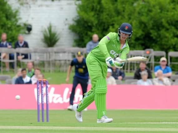Keaton Jennings in action for Lancashire at Blackpool's Stanley Park