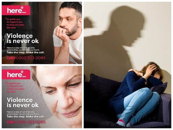 Left: Lancashire Victim Services campaign against domestic violence