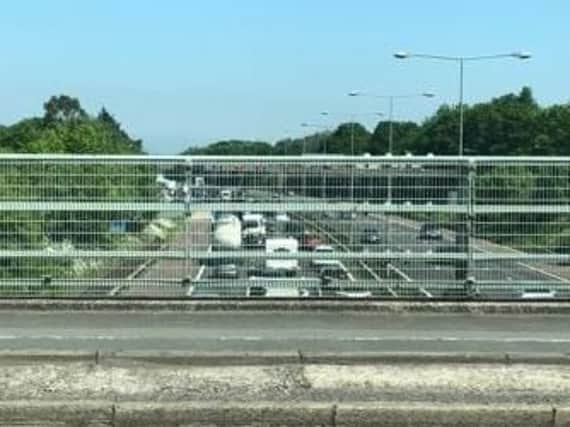 The scene on the M6 at junction 29 for Bamber Bridge at around 12:30pm. Picture courtesy of Rob Randell.