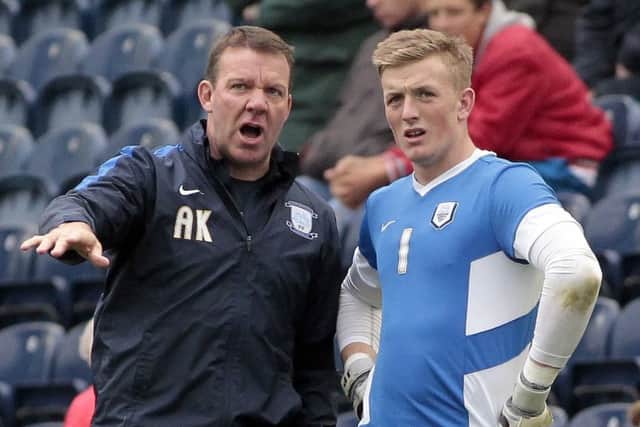 Pickford with the then Preston North End keeper coach Alan Kelly