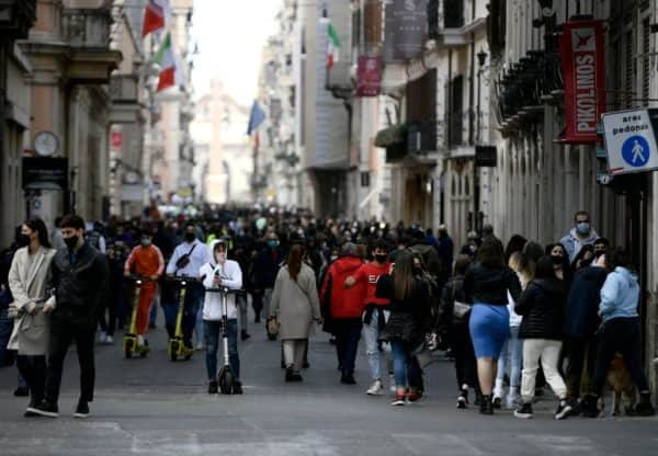 Italy is facing a 'new wave' of coronavirus after it recorded almost 26,000 new Covid-19 cases and another 373 deaths on 11 March (Photo: FILIPPO MONTEFORTE/AFP via Getty Images)